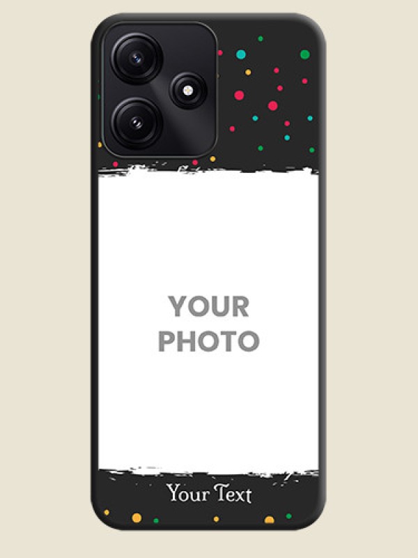 Custom Multicolor Dotted Pattern with Text on Space Black Custom Soft Matte Phone Back Cover - Redmi 12 5G - alternate view