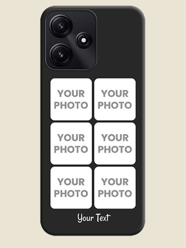 Custom Floral Art with 6 Image Holder - Photo on Space Black Soft Matte Mobile Case - Redmi 12 5G - alternate view