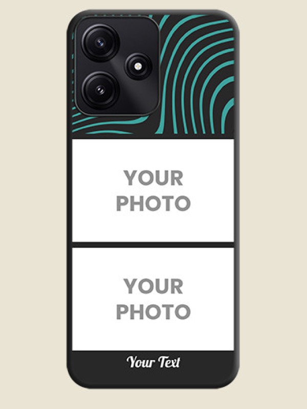Custom Wave Pattern with 2 Image Holder on Space Black Personalized Soft Matte Phone Covers - Redmi 12 5G - alternate view