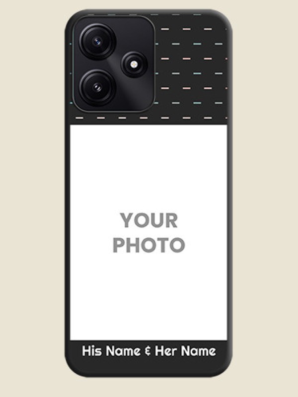 Custom Line Pattern Design with Text on Space Black Custom Soft Matte Phone Back Cover - Redmi 12 5G - alternate view