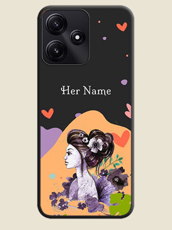 Custom Namecase For Her With Fancy Lady Image On Space Black Personalized Soft Matte Phone Covers - Redmi 12 5G - alternate view