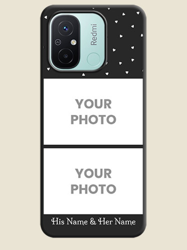 Custom Miniature Love Symbols with Name on Space Black Custom Soft Matte Back Cover - Redmi 12c - alternate view