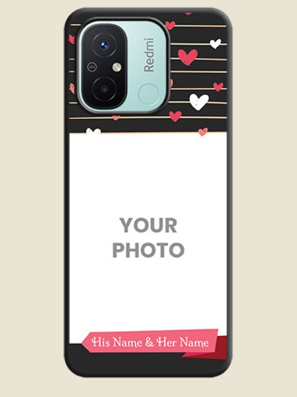 Custom Love Pattern with Name on Pink Ribbon  on Photo on Space Black Soft Matte Back Cover - Redmi 12c - alternate view