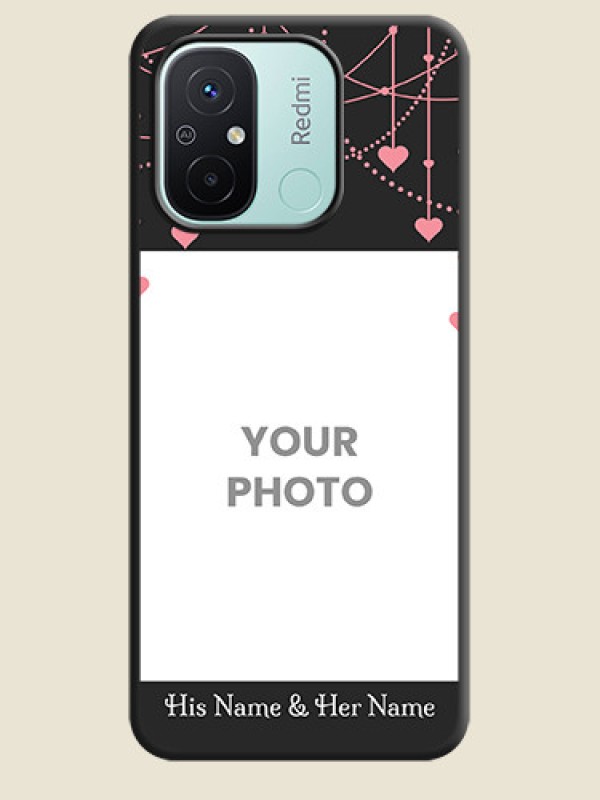 Custom Pink Love Hangings with Text on Space Black Custom Soft Matte Back Cover - Redmi 12c - alternate view