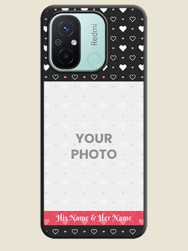 Custom White Color Love Symbols with Text Design on Photo on Space Black Soft Matte Phone Cover - Redmi 12c - alternate view