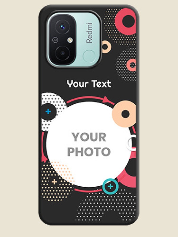Custom Multicoloured Round Image on Personalised Space Black Soft Matte Cases - Redmi 12c - alternate view