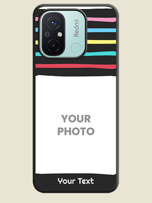 Custom Multicolor Lines with Image on Space Black Personalized Soft Matte Phone Covers - Redmi 12c - alternate view
