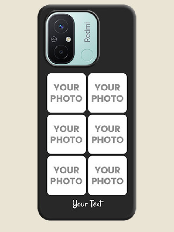 Custom Floral Art with 6 Image Holder on Photo on Space Black Soft Matte Mobile Case - Redmi 12c - alternate view