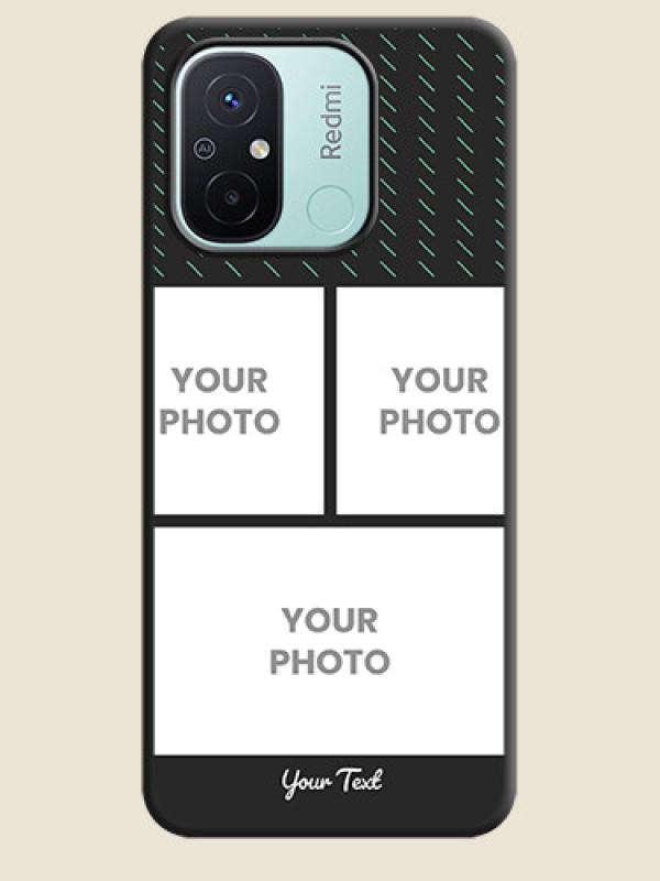 Custom Cross Dotted Pattern with 2 Image Holder  on Personalised Space Black Soft Matte Cases - Redmi 12c - alternate view