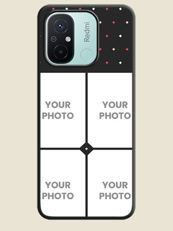 Custom Multicolor Dotted Pattern with 4 Image Holder on Space Black Custom Soft Matte Phone Cases - Redmi 12c - alternate view