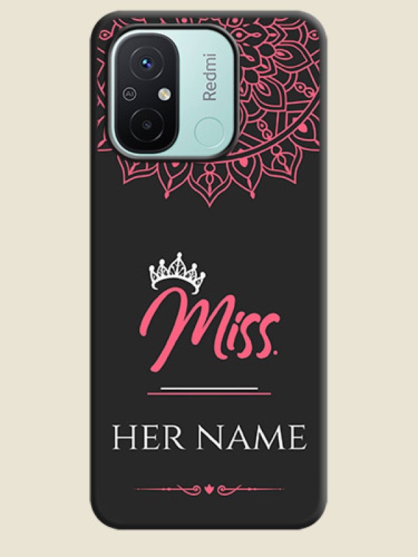 Custom Mrs Name with Floral Design on Space Black Personalized Soft Matte Phone Covers - Redmi 12c - alternate view