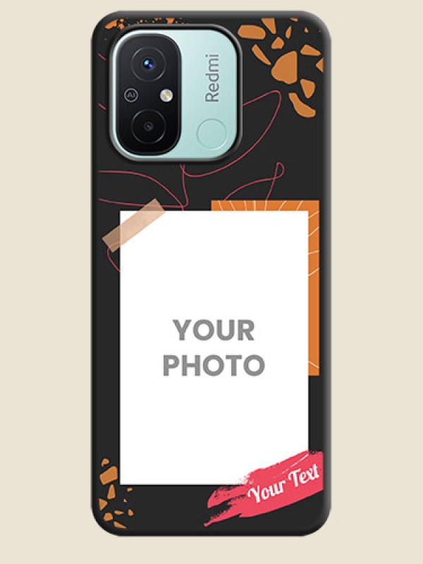 Custom Orange Photo Frame on Space Black Custom Soft Matte Phone Back Cover - Redmi 12c - alternate view
