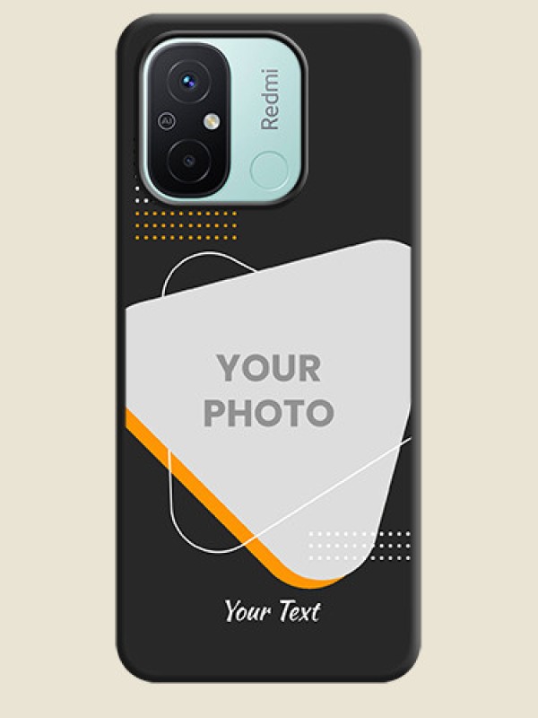 Custom Yellow Triangle on Photo on Space Black Soft Matte Phone Cover - Redmi 12c - alternate view