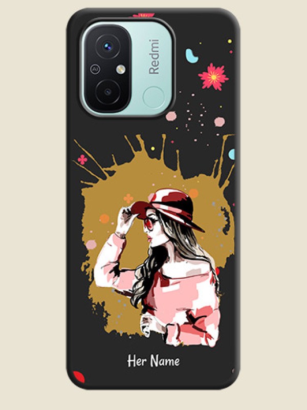 Custom Mordern Lady With Color Splash Background With Custom Text On Space Black Personalized Soft Matte Phone Covers -Xiaomi Redmi 12C - alternate view