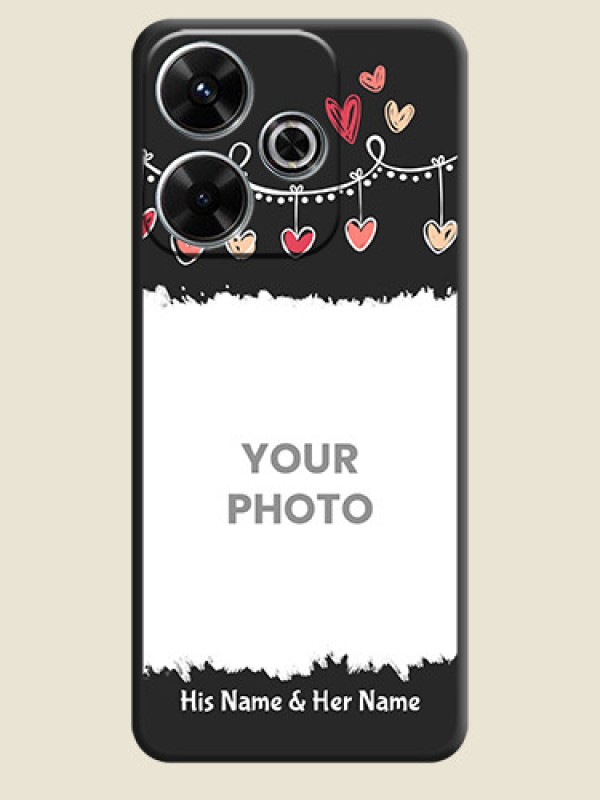 Custom Pink Love Hangings with Name On Space Black Custom Soft Matte Mobile Back Cover - Xiaomi Redmi 13 5G - alternate view