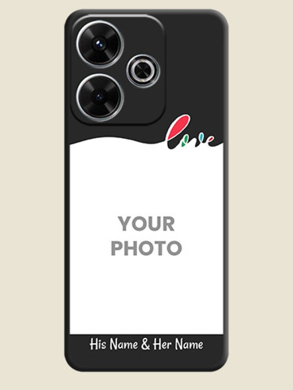 Custom Fall in Love Pattern with Picture on Photo On Space Black Custom Soft Matte Mobile Back Cover - Xiaomi Redmi 13 5G - alternate view