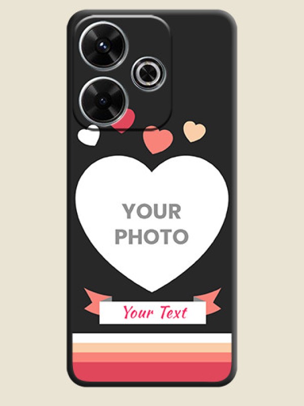 Custom Love Shaped Photo with Colorful Stripes On Space Black Custom Soft Matte Mobile Back Cover - Xiaomi Redmi 13 5G - alternate view