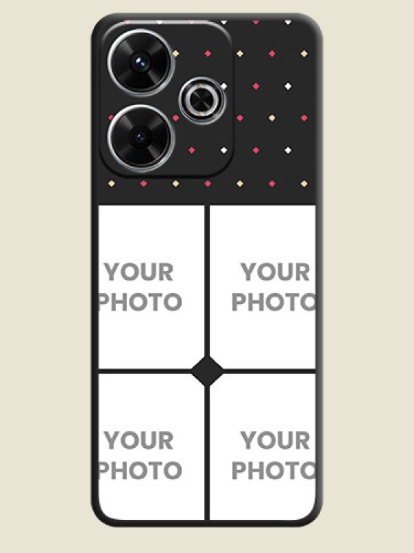 Custom Multicolor Dotted Pattern with 4 Image Holder On Space Black Custom Soft Matte Mobile Back Cover - Xiaomi Redmi 13 5G - alternate view