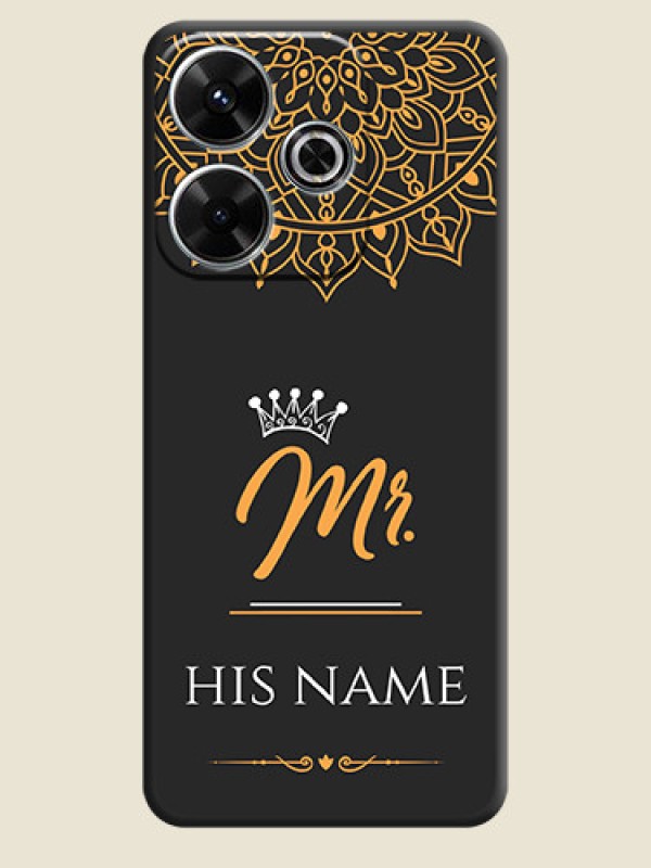 Custom Mr Name with Floral Design On Space Black Custom Soft Matte Mobile Back Cover - Xiaomi Redmi 13 5G - alternate view