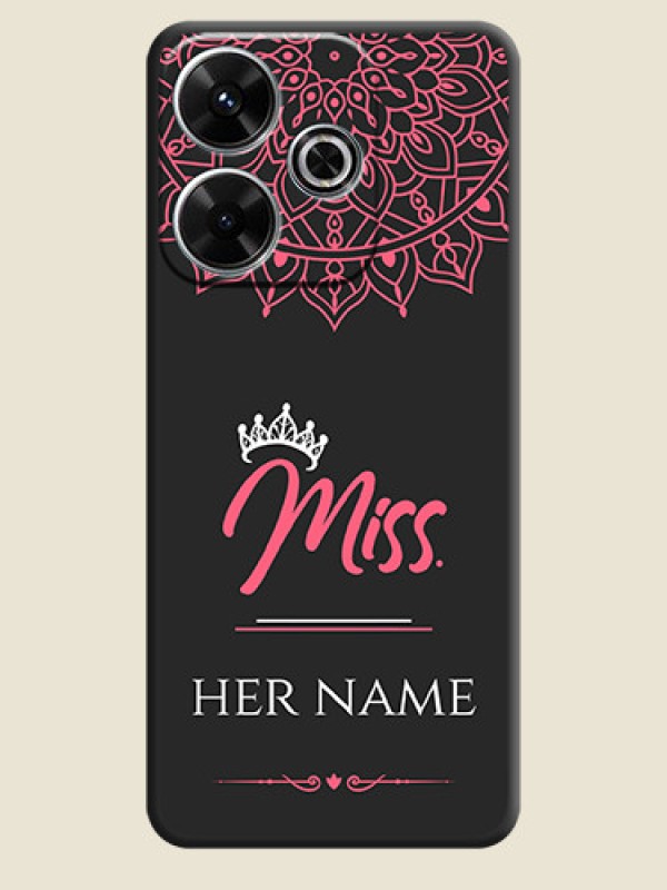 Custom Mrs Name with Floral Design On Space Black Custom Soft Matte Mobile Back Cover - Xiaomi Redmi 13 5G - alternate view