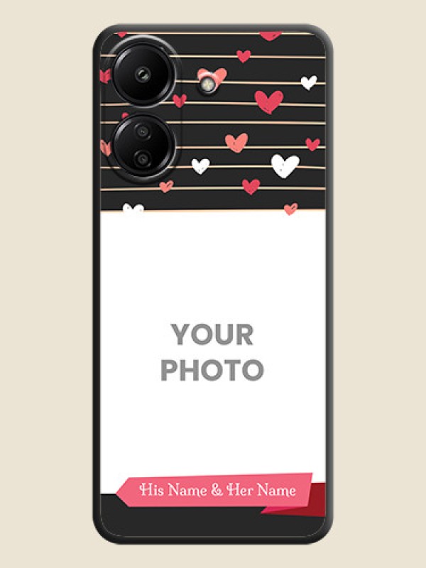 Custom Love Pattern with Name on Pink Ribbon  on Photo On Space Black Custom Soft Matte Mobile Back Cover - Redmi 13C 4G - alternate view