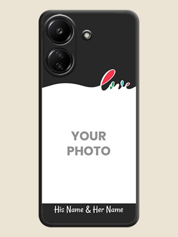 Custom Fall in Love Pattern with Picture on Photo On Space Black Custom Soft Matte Mobile Back Cover - Redmi 13C 4G - alternate view