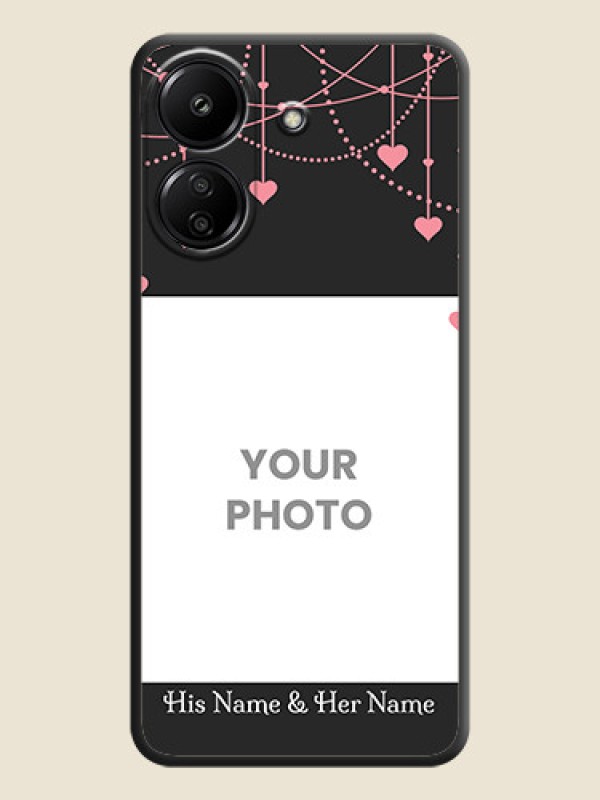 Custom Pink Love Hangings with Text On Space Black Custom Soft Matte Mobile Back Cover - Redmi 13C 4G - alternate view