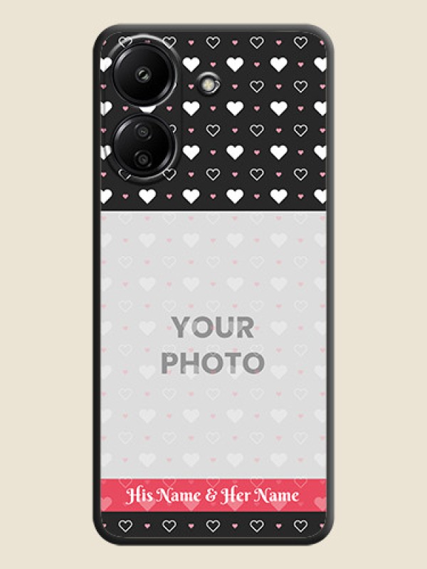 Custom White Color Love Symbols with Text Design on Photo On Space Black Custom Soft Matte Mobile Back Cover - Redmi 13C 4G - alternate view