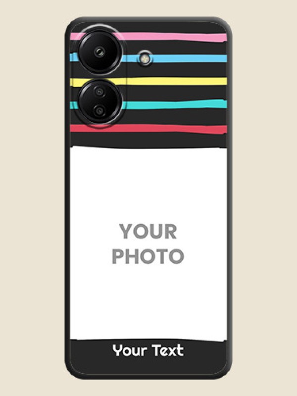 Custom Multicolor Lines with Image On Space Black Custom Soft Matte Mobile Back Cover - Redmi 13C 4G - alternate view