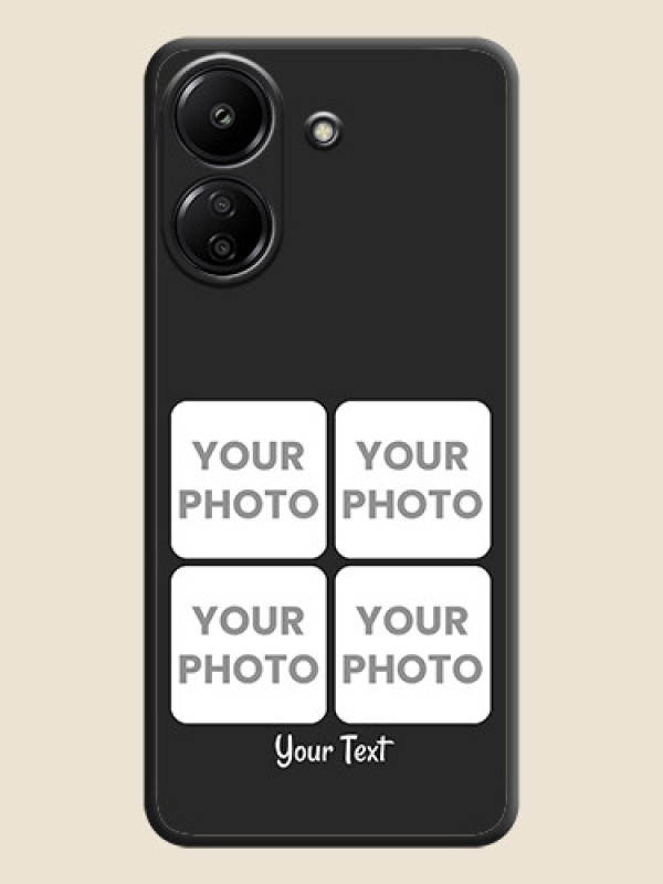 Custom Floral Art with 6 Image Holder on Photo On Space Black Custom Soft Matte Mobile Back Cover - Redmi 13C 4G - alternate view