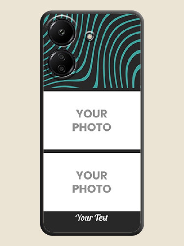 Custom Wave Pattern with 2 Image Holder On Space Black Custom Soft Matte Mobile Back Cover - Redmi 13C 4G - alternate view
