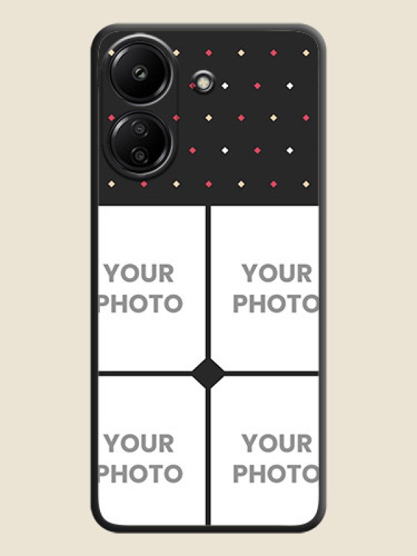 Custom Multicolor Dotted Pattern with 4 Image Holder On Space Black Custom Soft Matte Mobile Back Cover - Redmi 13C 4G - alternate view