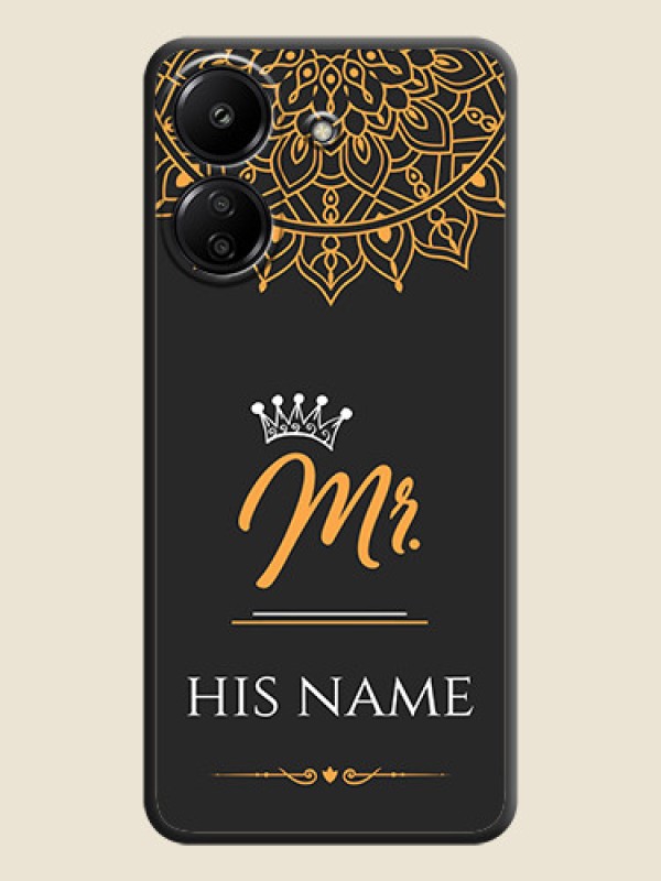 Custom Mr Name with Floral Design On Space Black Custom Soft Matte Mobile Back Cover - Redmi 13C 4G - alternate view