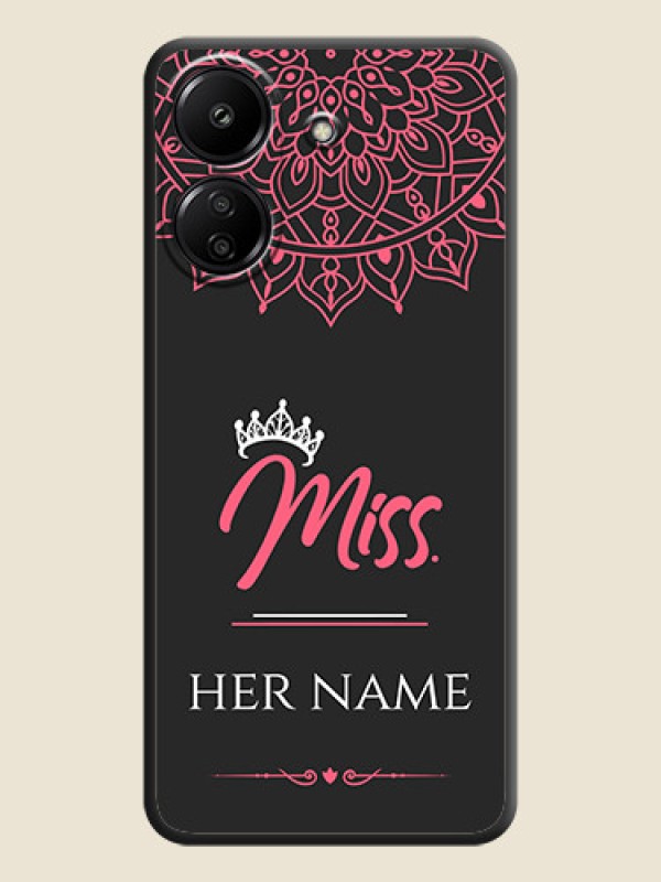 Custom Mrs Name with Floral Design On Space Black Custom Soft Matte Mobile Back Cover - Redmi 13C 4G - alternate view