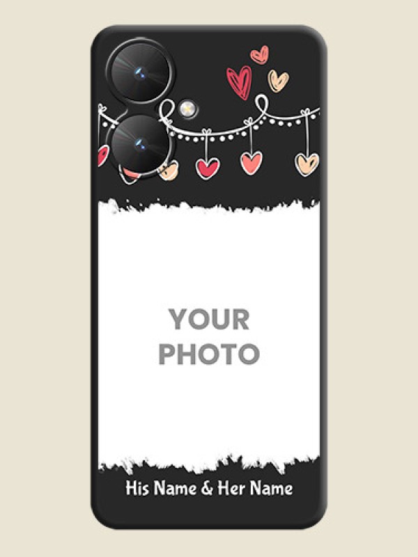 Custom Pink Love Hangings with Name On Space Black Custom Soft Matte Mobile Back Cover - Redmi 13C 5G - alternate view