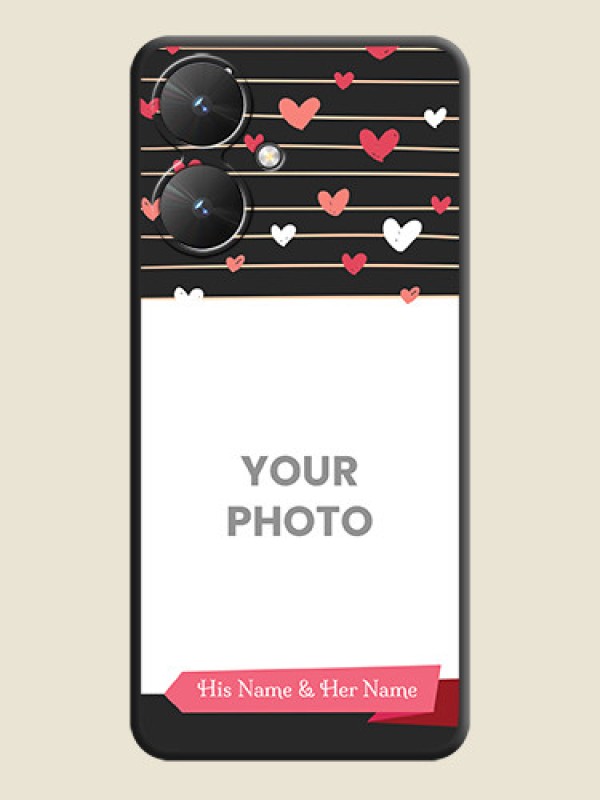Custom Love Pattern with Name on Pink Ribbon  on Photo On Space Black Custom Soft Matte Mobile Back Cover - Redmi 13C 5G - alternate view