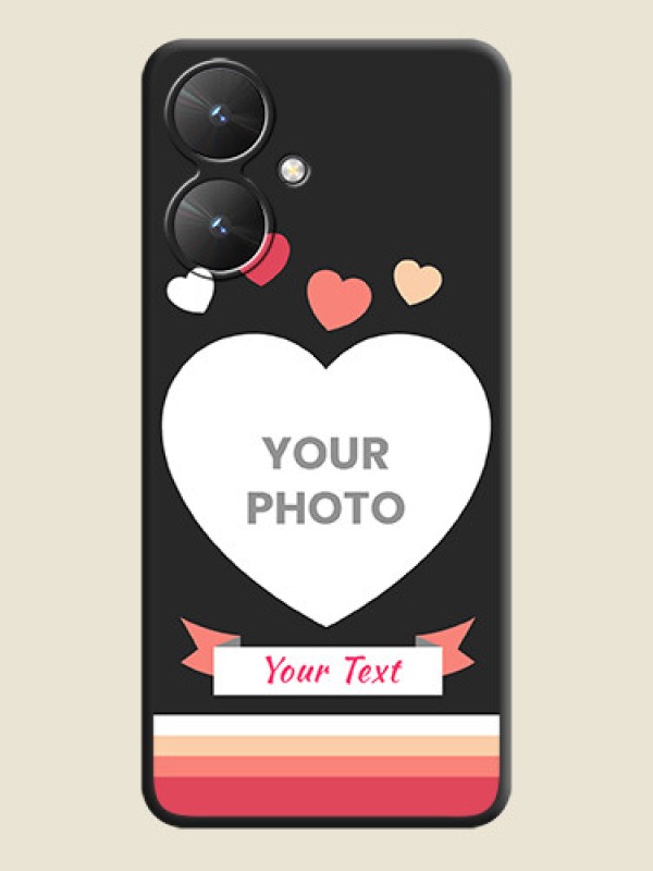 Custom Love Shaped Photo with Colorful Stripes On Space Black Custom Soft Matte Mobile Back Cover - Redmi 13C 5G - alternate view
