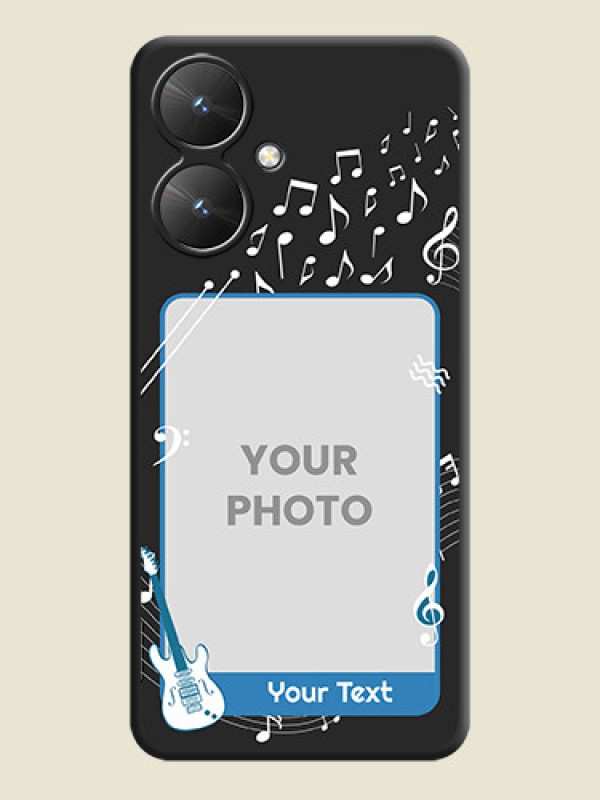 Custom Musical Theme Design with Text on Photo On Space Black Custom Soft Matte Mobile Back Cover - Redmi 13C 5G - alternate view