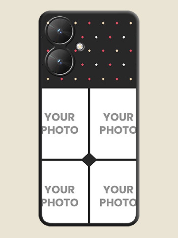 Custom Multicolor Dotted Pattern with 4 Image Holder On Space Black Custom Soft Matte Mobile Back Cover - Redmi 13C 5G - alternate view
