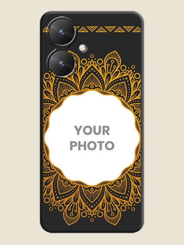 Custom Round Image with Floral Design On Space Black Custom Soft Matte Mobile Back Cover - Redmi 13C 5G - alternate view