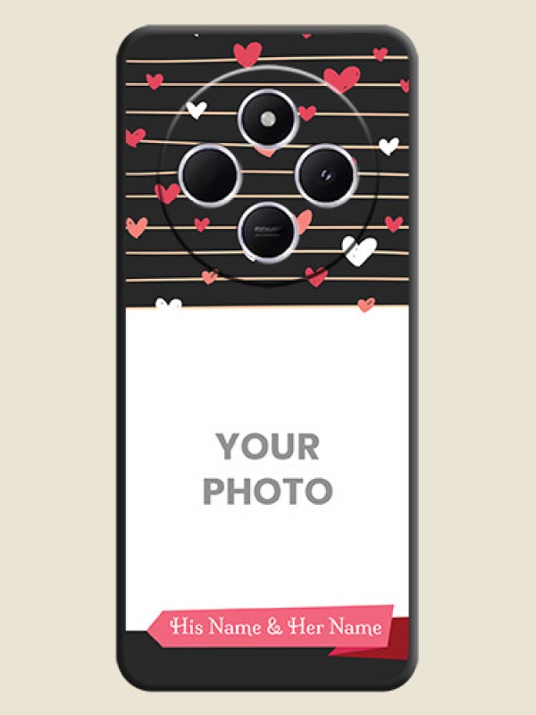 Custom Love Pattern with Name on Pink Ribbon on Photo On Space Black Custom Soft Matte Mobile Back Cover - Redmi 14c 5G - alternate view