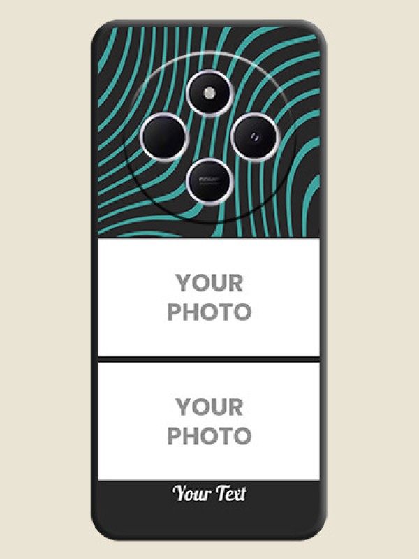 Custom Wave Pattern with 2 Image Holder On Space Black Custom Soft Matte Mobile Back Cover - Redmi 14c 5G - alternate view