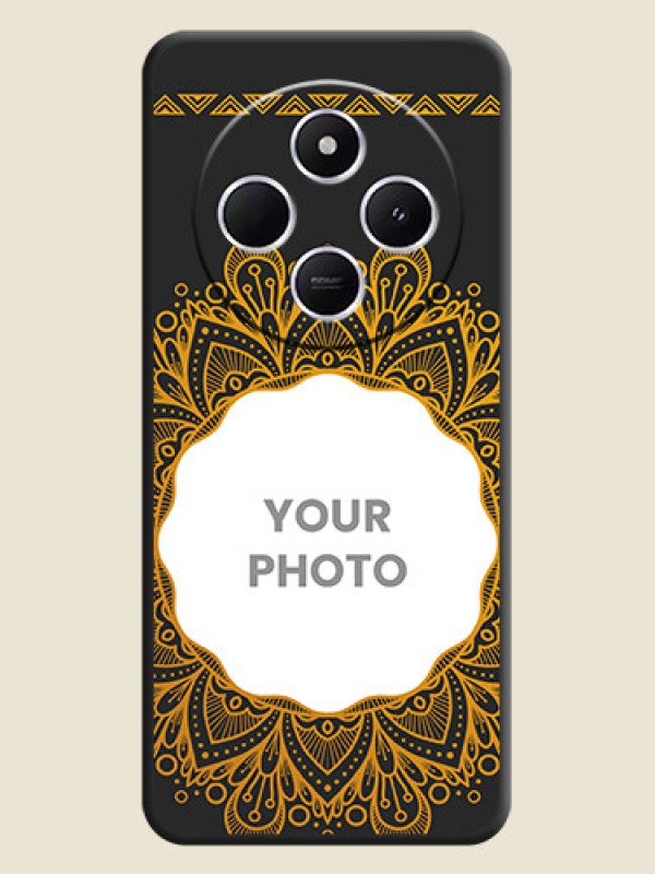 Custom Round Image with Floral Design On Space Black Custom Soft Matte Mobile Back Cover - Redmi 14c 5G - alternate view