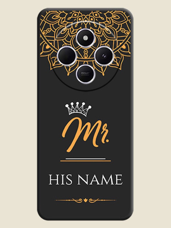 Custom Mr Name with Floral Design On Space Black Custom Soft Matte Mobile Back Cover - Redmi 14c 5G - alternate view