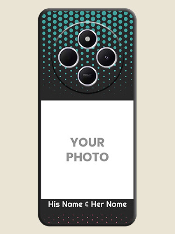 Custom Faded Dots with Grunge Photo Frame and Text On Space Black Custom Soft Matte Mobile Back Cover - Redmi 14c 5G - alternate view