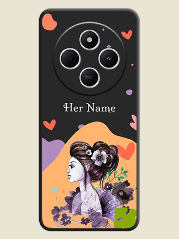 Custom Namecase For Her With Fancy Lady Image On Space Black Custom Soft Matte Mobile Back Cover - Redmi 14c 5G - alternate view