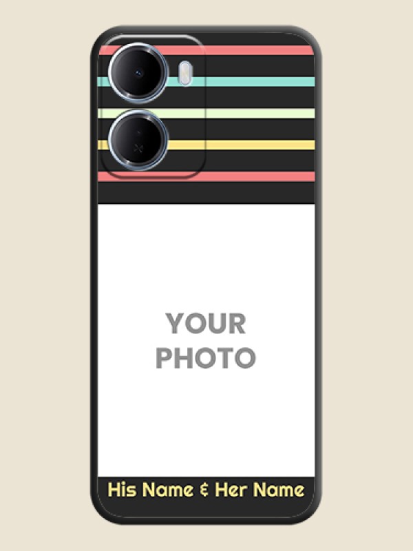 Custom Color Stripes with Photo and Text on Photo On Space Black Custom Soft Matte Mobile Back Cover - Xiaomi Redmi 15A 5G - alternate view