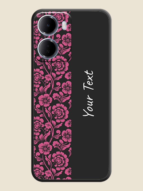 Custom Pink Floral Pattern Design With Custom Text On Space Black Custom Soft Matte Mobile Back Cover - Xiaomi Redmi 15A 5G - alternate view