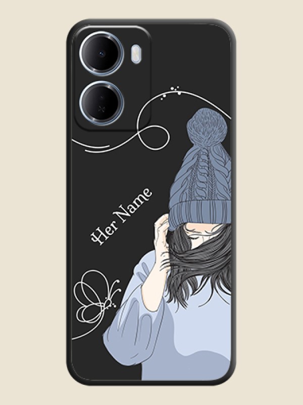 Custom Girl With Blue Winter Outfiit Custom Text Design On Space Black Custom Soft Matte Mobile Back Cover - Xiaomi Redmi 15A 5G - alternate view