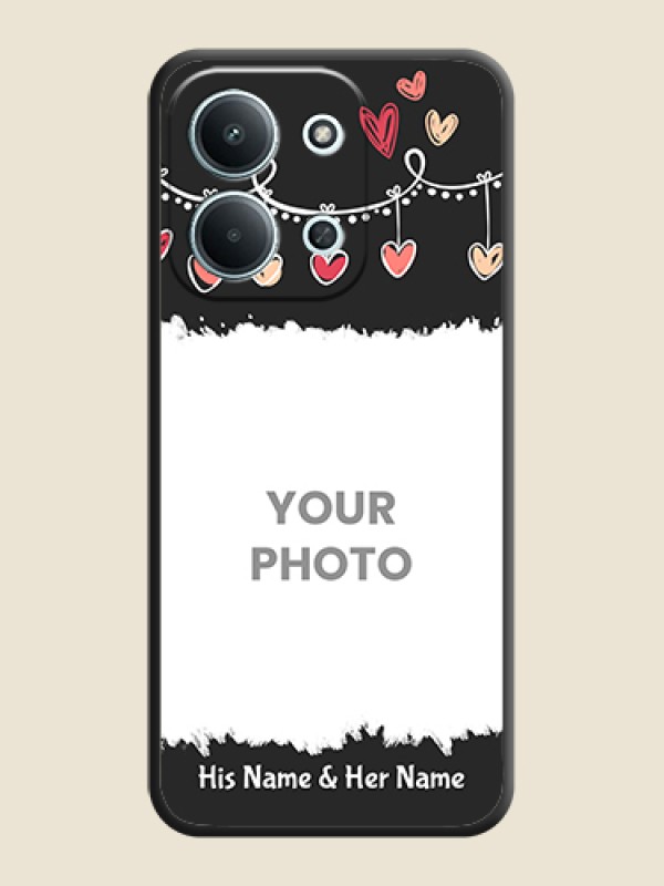Custom Pink Love Hangings with Name On Space Black Custom Soft Matte Mobile Back Cover - Xiaomi Redmi 15C 5G - alternate view
